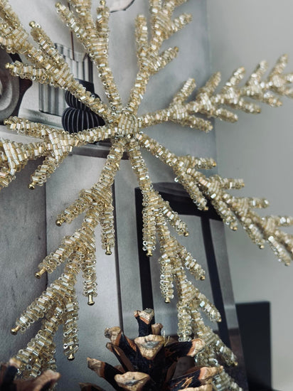 Juleophæng Snefnug mix guld 35cm - VIAMAJA.DK