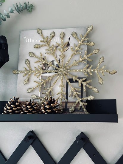 Juleophæng Snefnug mix guld 35cm - VIAMAJA.DK