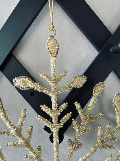 Juleophæng Snefnug mix guld 35cm - VIAMAJA.DK