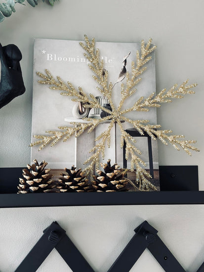 Juleophæng Snefnug mix guld 35cm - VIAMAJA.DK
