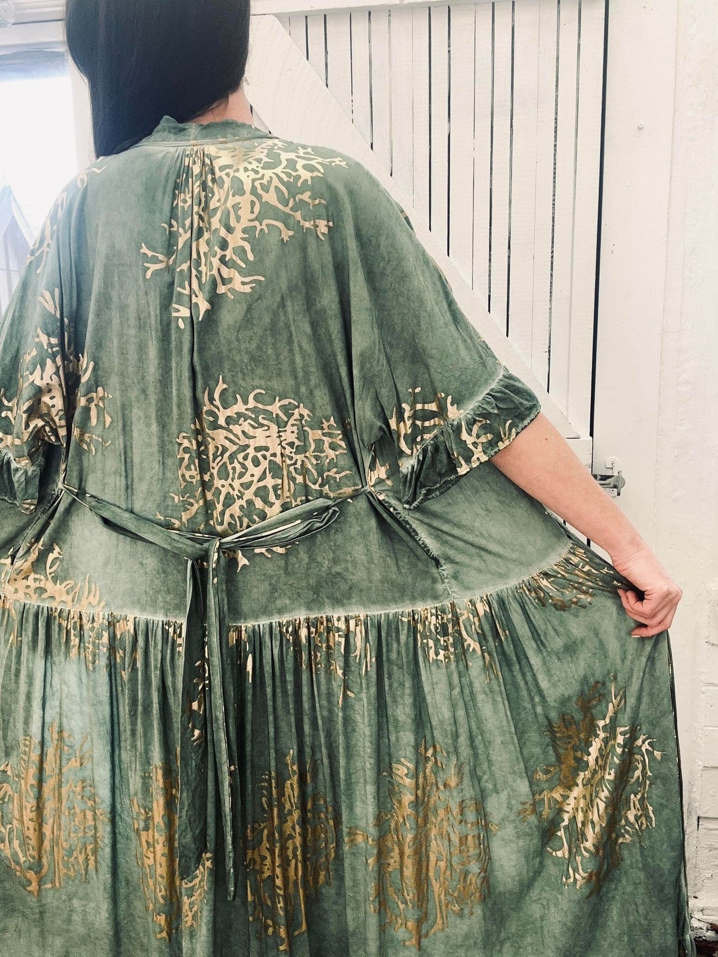 Kimono – Green / Gold - VIAMAJA.DK
