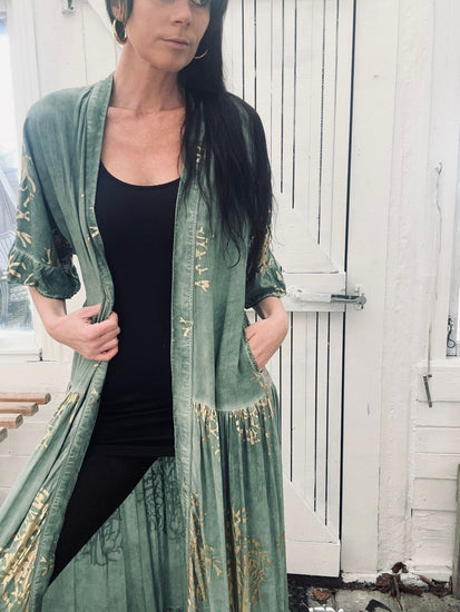 Kimono – Green / Gold - VIAMAJA.DK