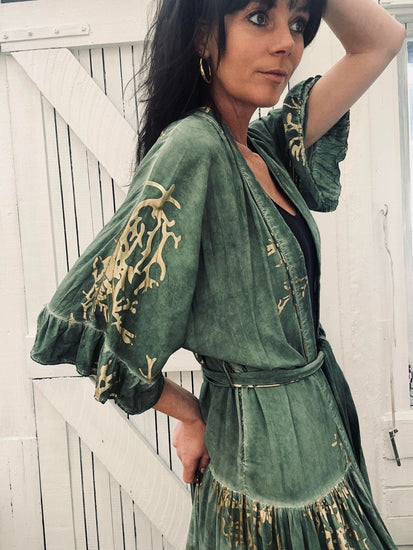Kimono – Green / Gold - VIAMAJA.DK