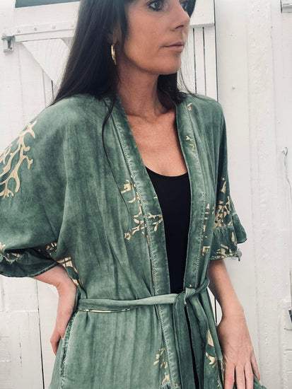 Kimono – Green / Gold - VIAMAJA.DK