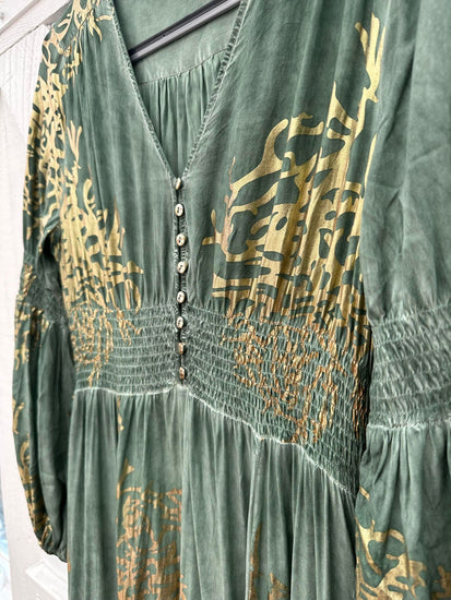 Kjole – Green / gold - VIAMAJA.DK