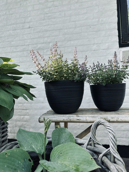 Krukke med riller – Black small - VIAMAJA.DK