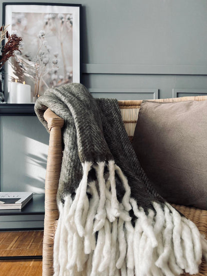 Lækker varm plaid - Meleret brun - VIAMAJA.DK