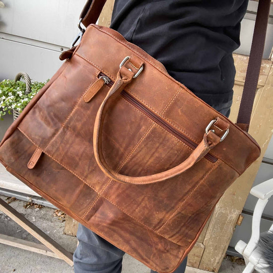 Laptop taske - Cognac recycling - VIAMAJA.DK