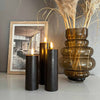 LED Bloklys / Brown – 3 stk. Lys – Inkl. fjernbetjening
