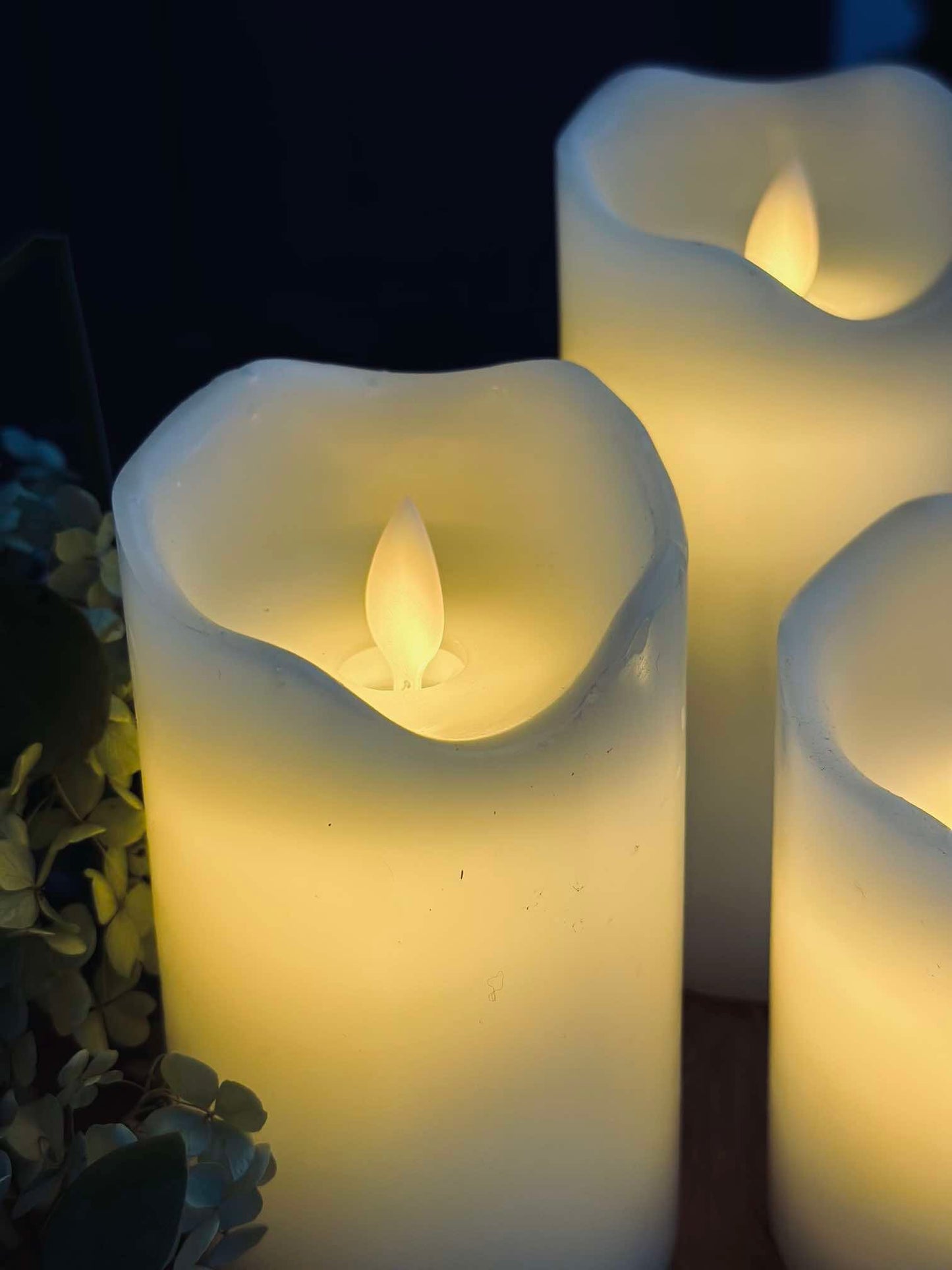 LED Bloklys Hvid – Sæt af 3 stk og fjernbetjening - VIAMAJA.DK
