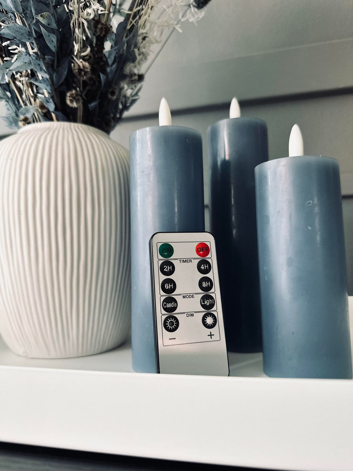 LED Bloklys / INDIGO 3 stk – Inkl. fjernbetjening - VIAMAJA.DK