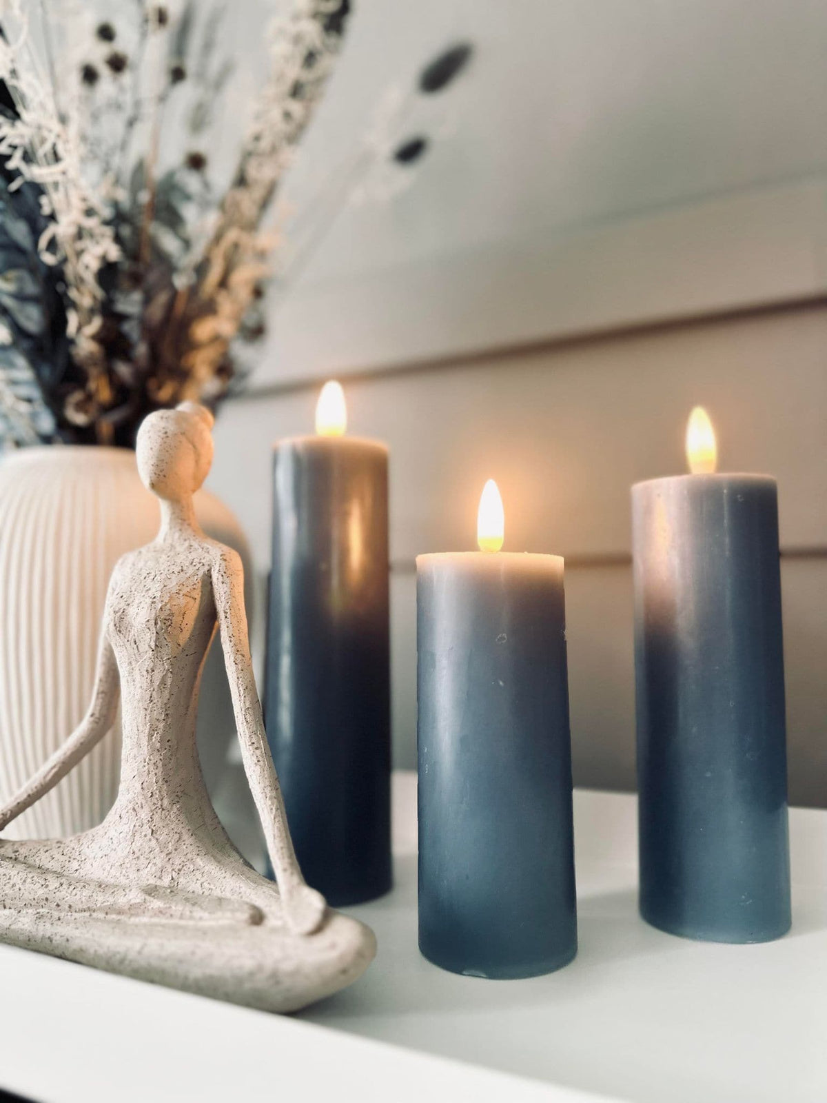 LED Bloklys / INDIGO 3 stk – Inkl. fjernbetjening - VIAMAJA.DK