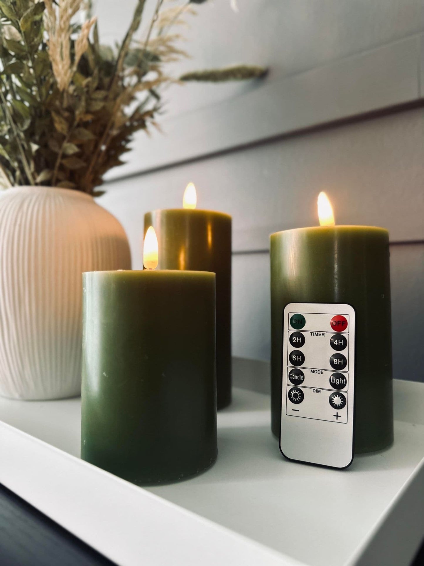 LED Bloklys / Oliven 3 stk – Inkl. fjernbetjening - VIAMAJA.DK