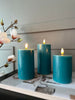 LED Bloklys / PETROL 3 stk. – Inkl. fjernbetjening