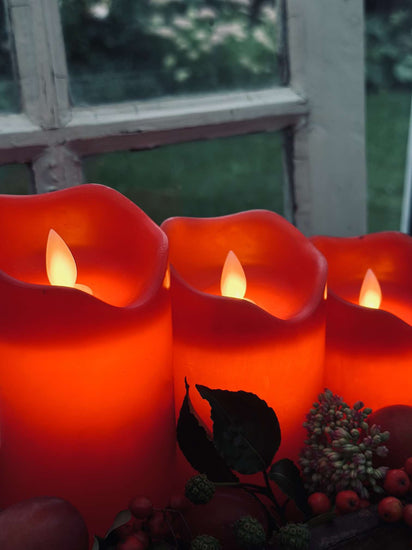 LED Bloklys Rød – Sæt af 3 stk og fjernbetjening - VIAMAJA.DK