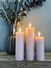 LED Bloklys / Rosa – 3 stk. Lys – Inkl. fjernbetjening