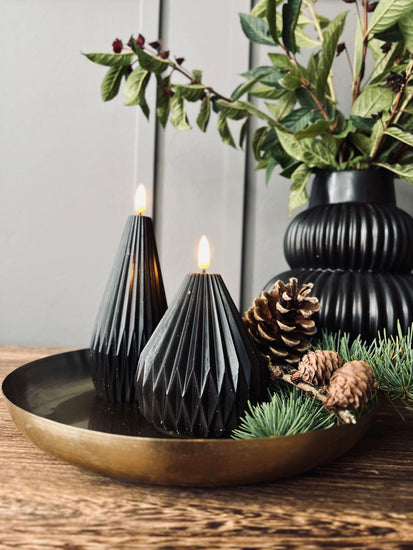 LED Design Sorte keglelys - Sæt af 2 stk m. Timerfunktion - VIAMAJA.DK