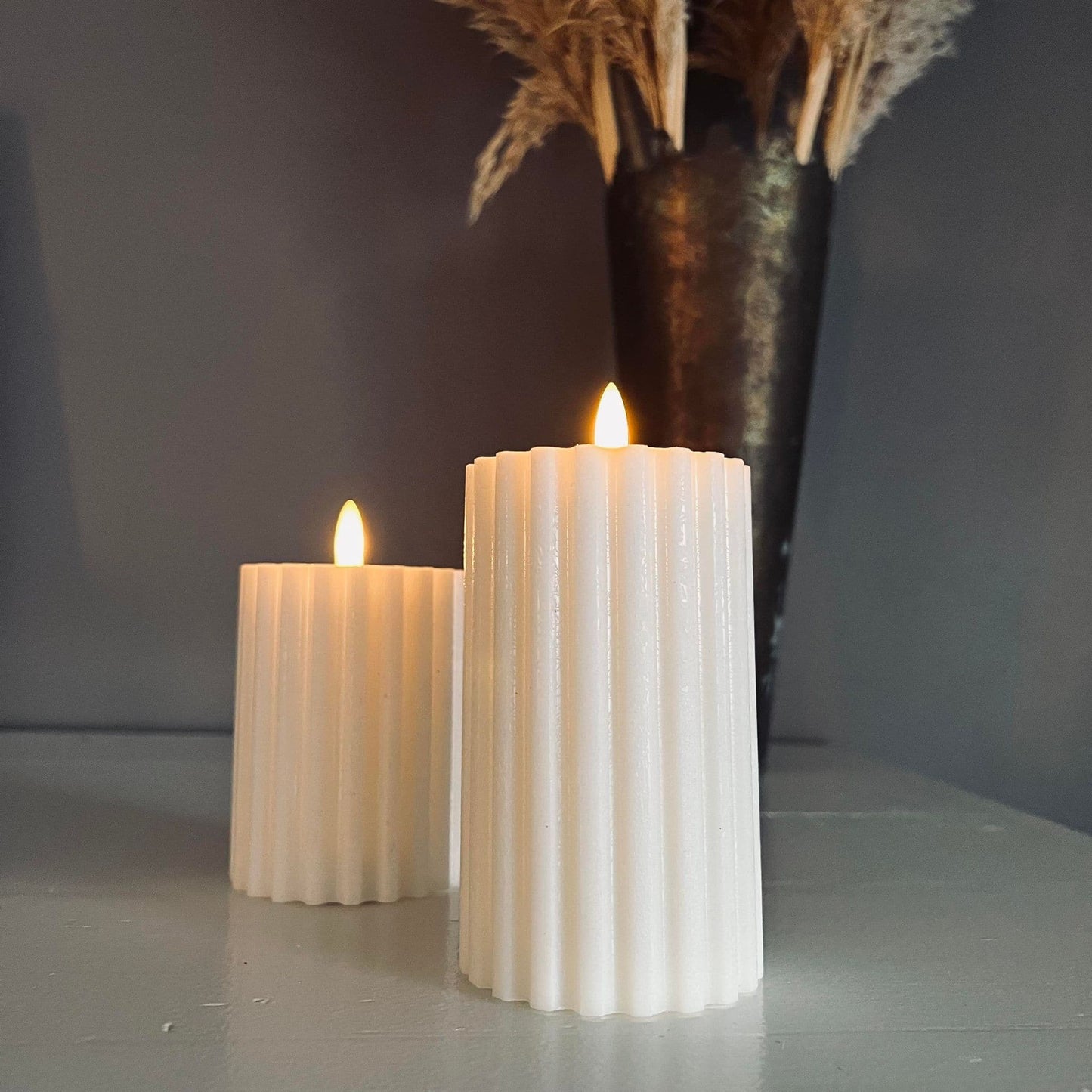 LED Rillet bloklys - Hvid 10cm - VIAMAJA.DK