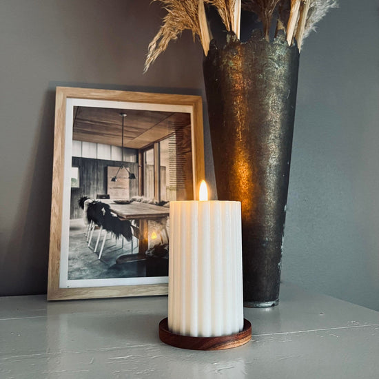 LED Rillet bloklys - Hvid 10cm - VIAMAJA.DK