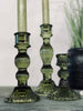 Lysestage i grøn glas – Stor