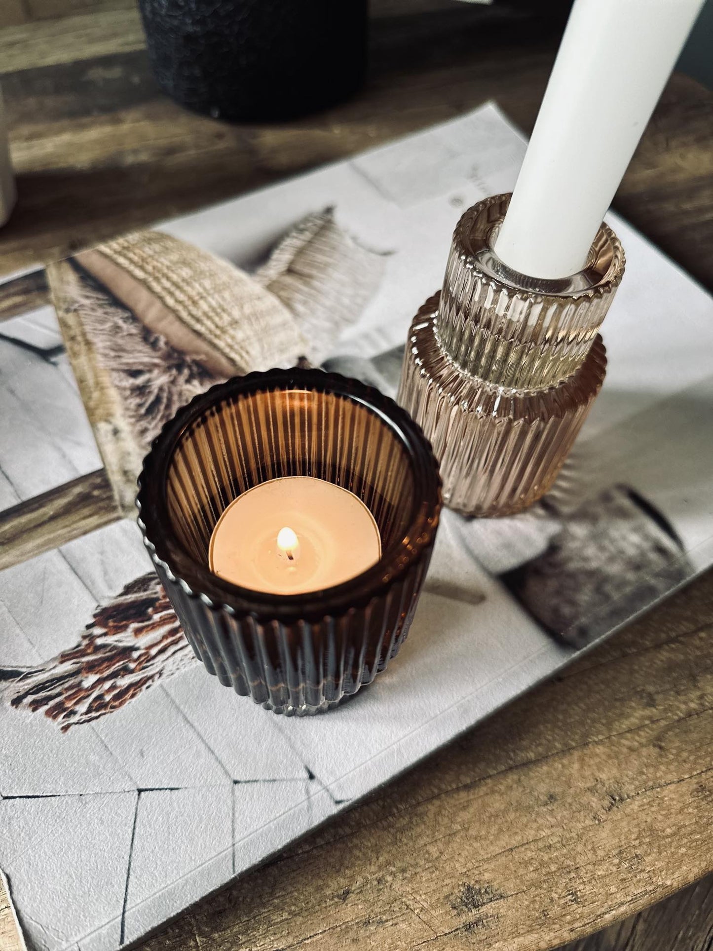 Lysestage vendbar glas - Brown - VIAMAJA.DK