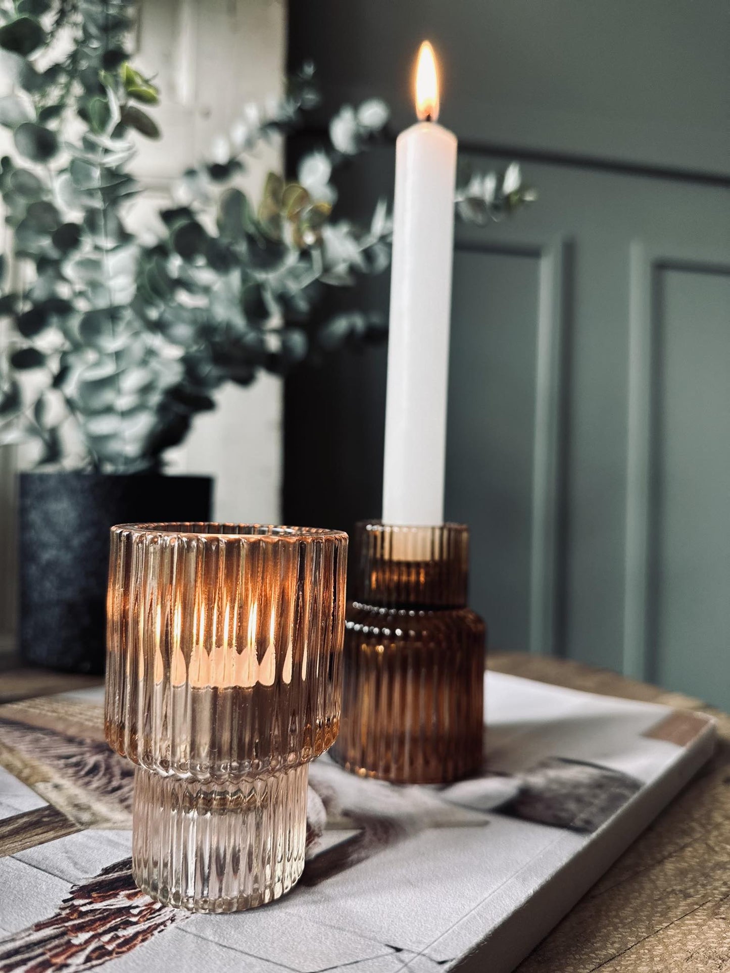 Lysestage vendbar glas - Lys beige - VIAMAJA.DK