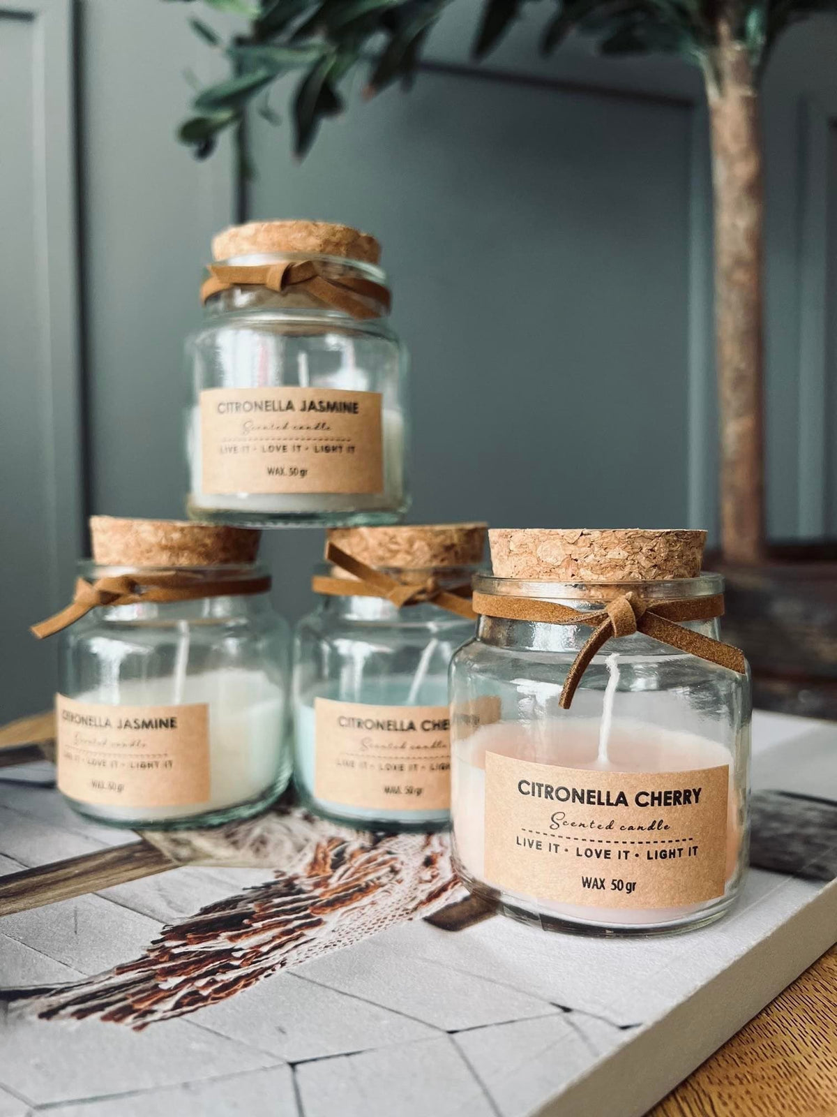 Myggelys i lille glas - Citronella mix - VIAMAJA.DK