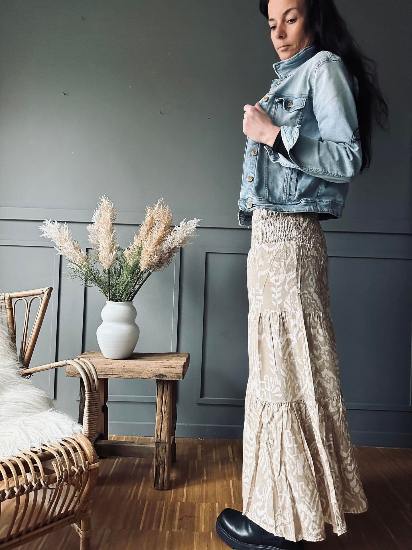 Nederdel Boho beige - VIAMAJA.DK