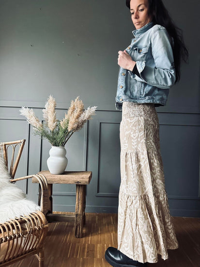 Nederdel Boho beige - VIAMAJA.DK