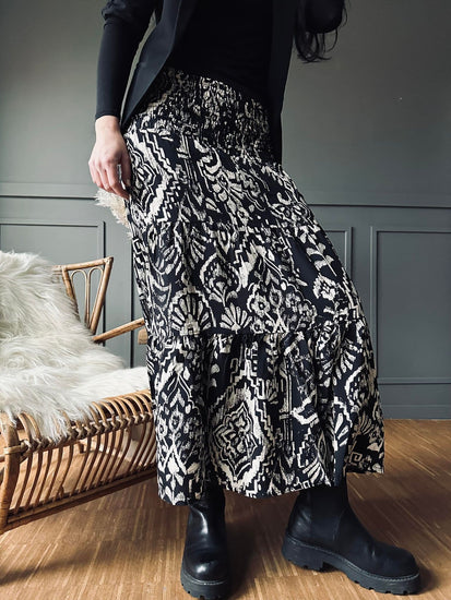 Nederdel Boho Inka black - VIAMAJA.DK