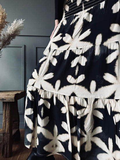 Nederdel Boho Leaf black - VIAMAJA.DK
