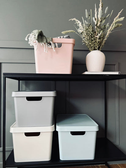 Opbevaringskasse med låg - Grå - VIAMAJA.DK