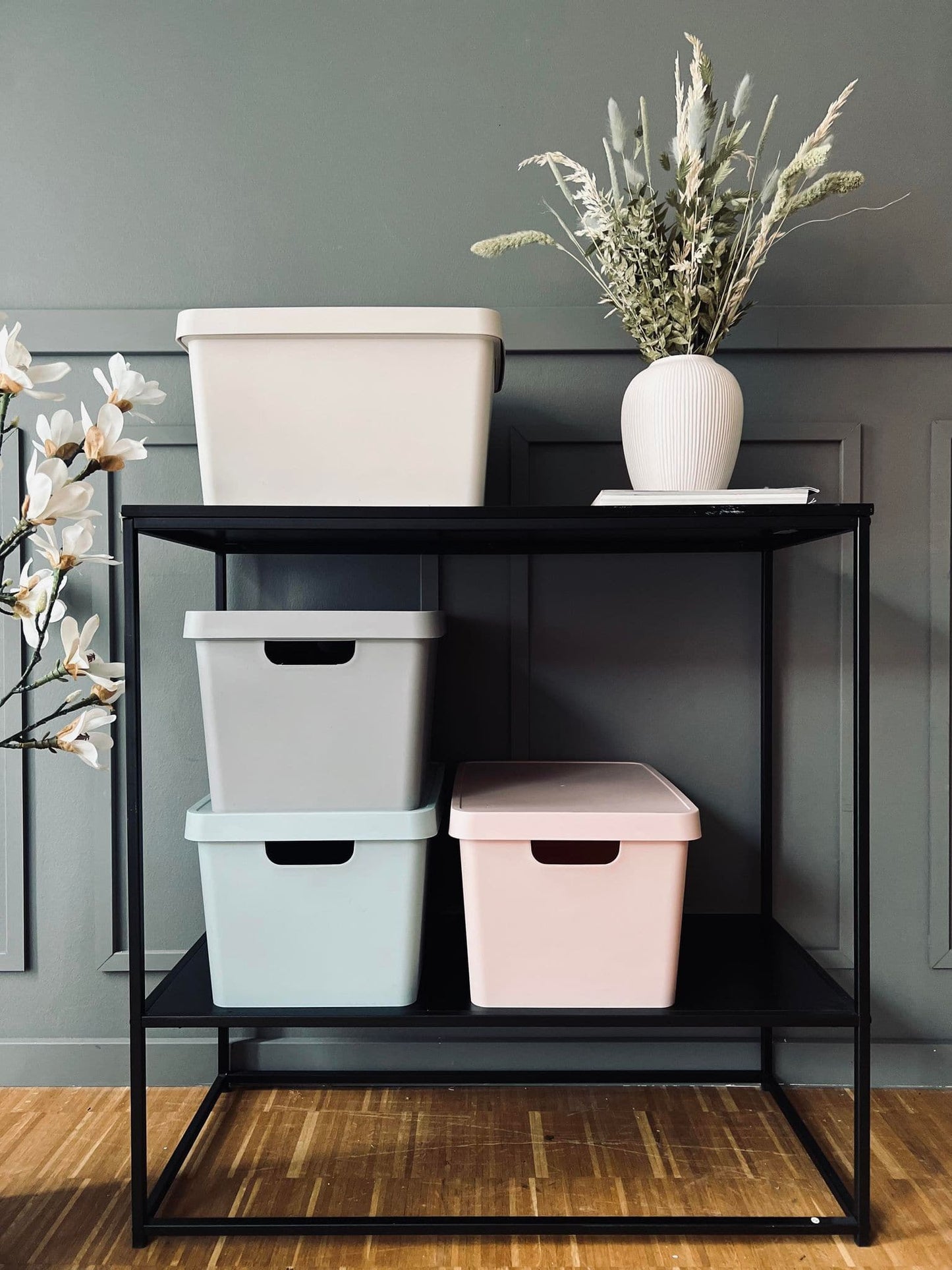 Opbevaringskasse med låg - Rosa - VIAMAJA.DK