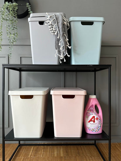 Opbevaringskasse med låg - XL Duset Rosa - VIAMAJA.DK