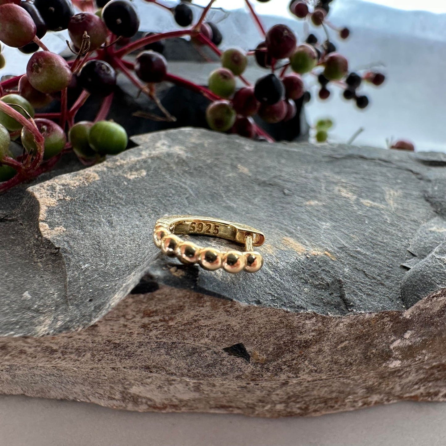 Ørering Single Marble 18K forgyldt - 1 stk - VIAMAJA.DK