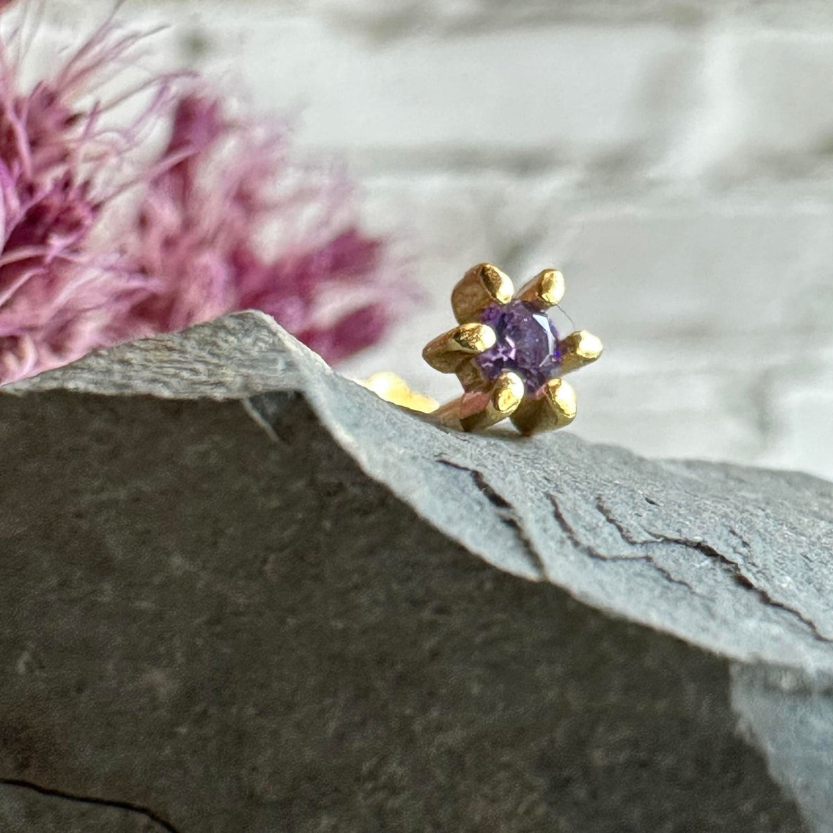 Ørestik Single GIA purple 18K forgyldt - 1 stk - VIAMAJA.DK