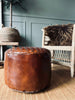 Puff med flet top - Cognac