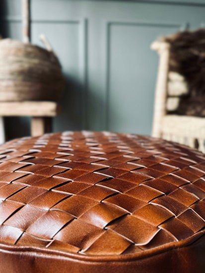 Puff med flet top - Cognac - VIAMAJA.DK