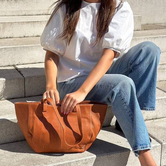 Shopper Aura – Cognac leather - VIAMAJA.DK
