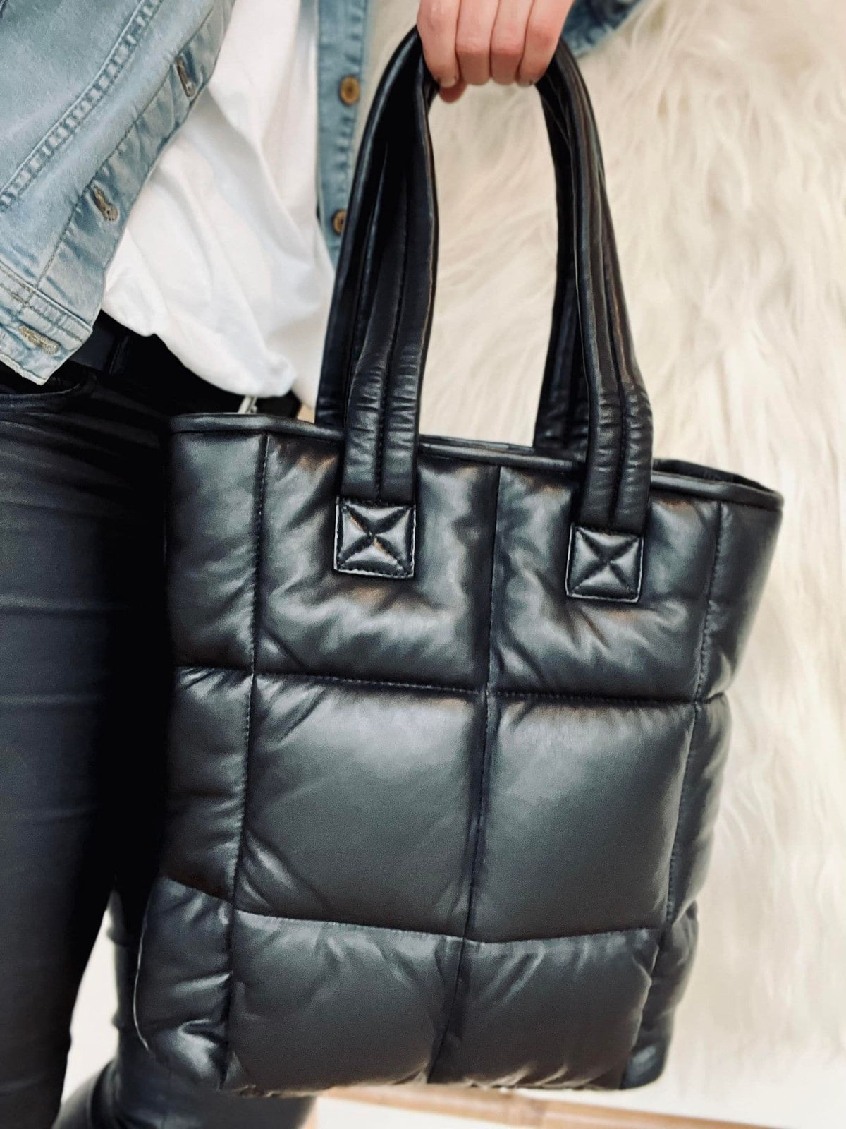 Shopper - BLACK MUST i blød lammeskind - VIAMAJA.DK