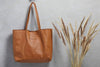 Shopper i blød cognac skind