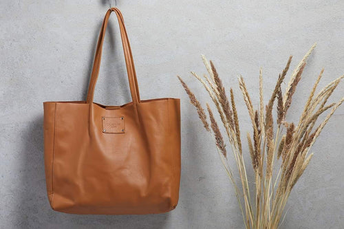 Shopper i blød cognac skind