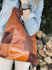 Shopper i kraftig recycling læder - Cognac
