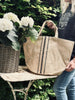 Shopper / strandtaske - Jute med strib