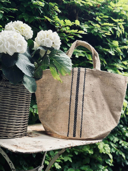 Shopper / strandtaske - Jute med strib - VIAMAJA.DK