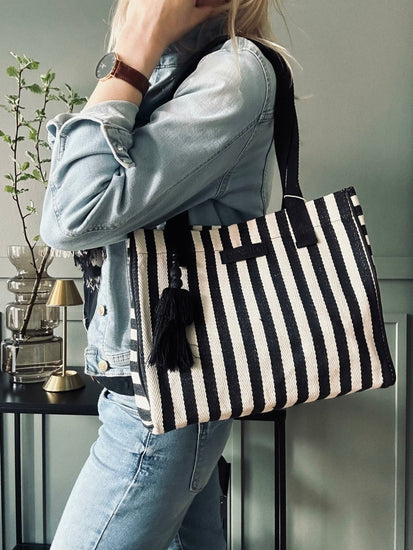 Shopper STRIBE Canvas Small - VIAMAJA.DK