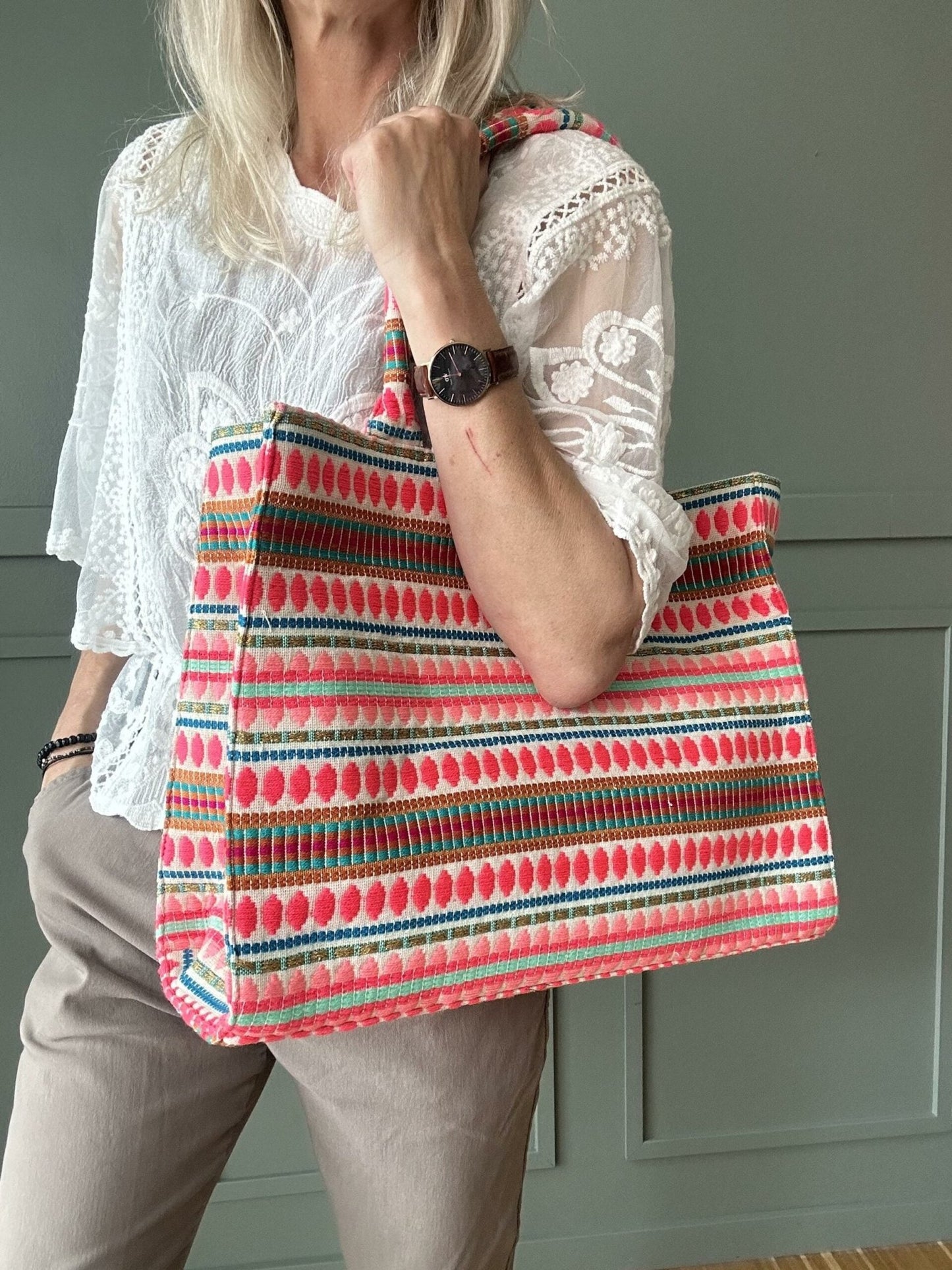 Shopper Summer pink / gold - VIAMAJA.DK