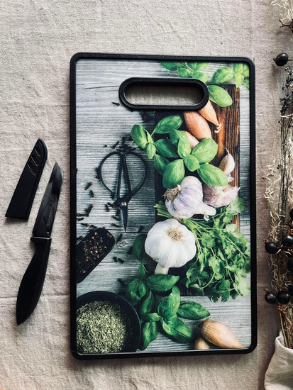 Skærebræt ink kniv - Design Hvidløg - VIAMAJA.DK