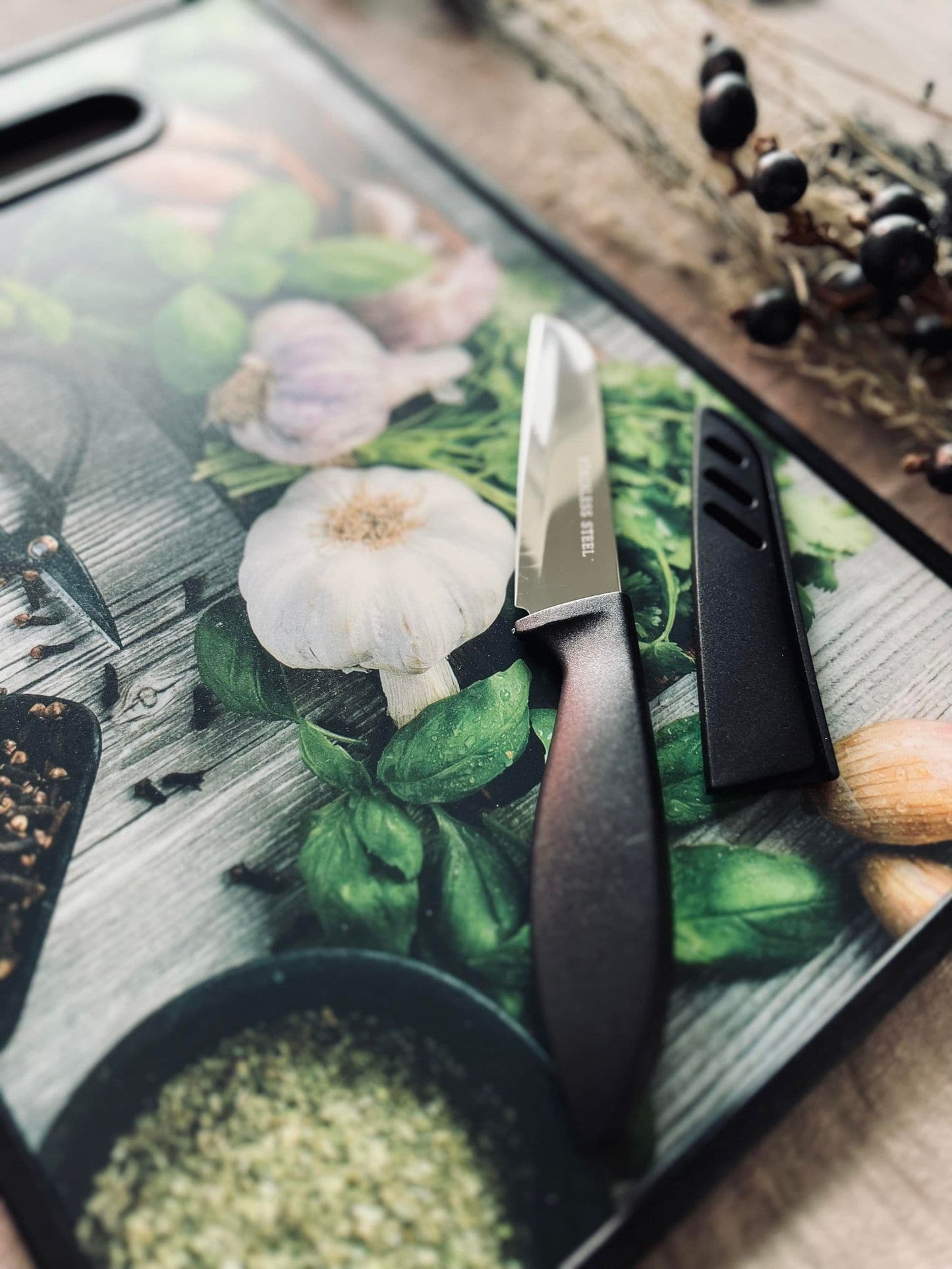 Skærebræt ink kniv - Design Hvidløg - VIAMAJA.DK