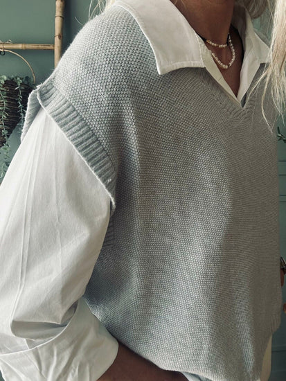 Skjorte med vest – Onesize Norah grey - VIAMAJA.DK